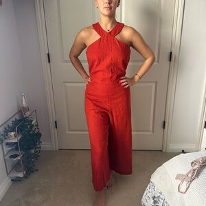 Ann Taylor culotte romper in rust orange size 8